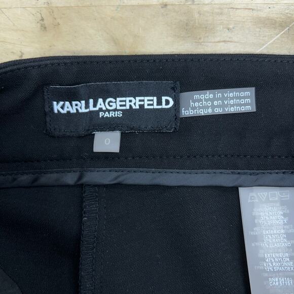 Karl Lagerfeld Womens Size 0 Logo Taping Compression Pant Stretch Black - Picture 9 of 13